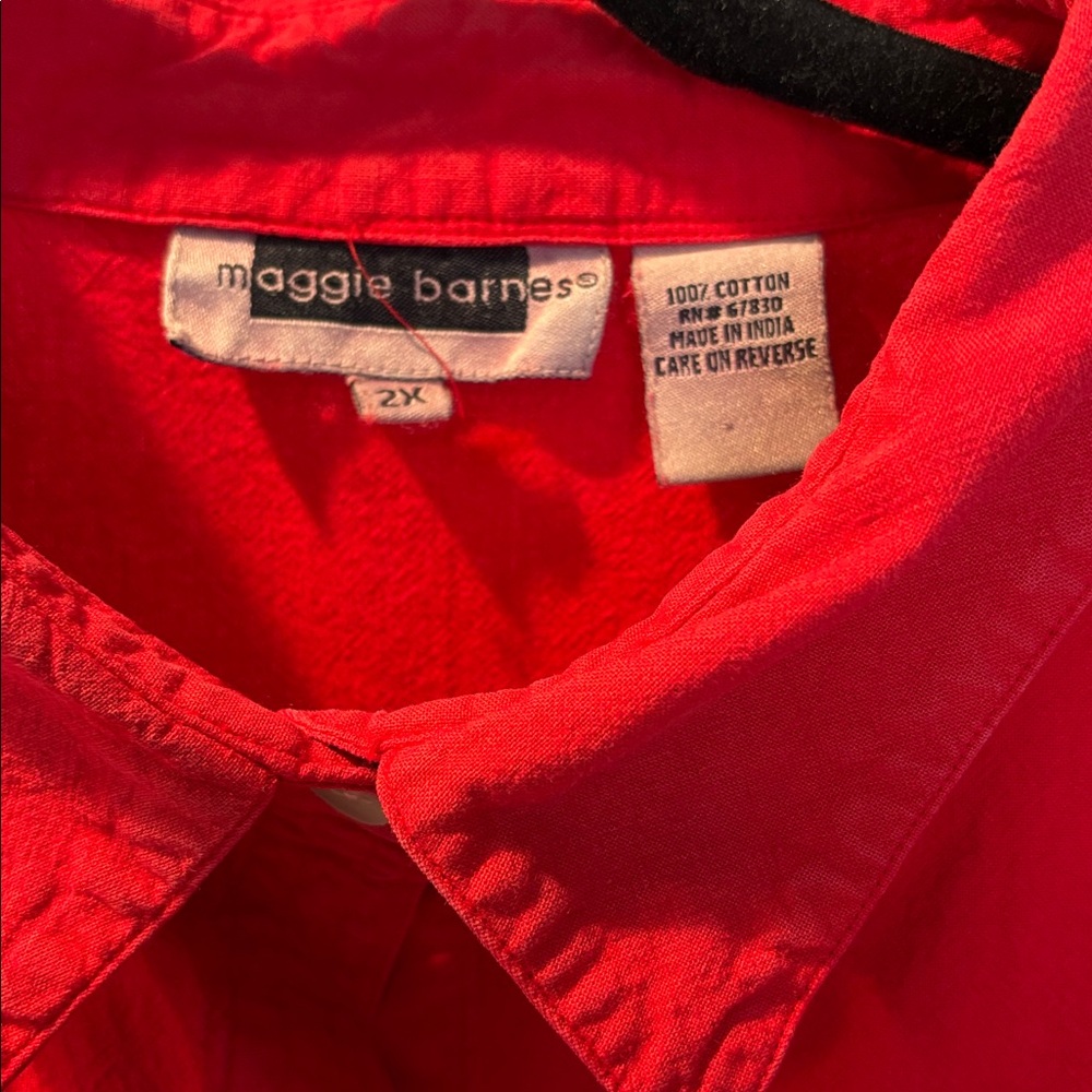 Maggie Barnes Vibrant Red Casual Button Down Shirt - Picture 2 of 4